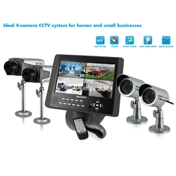 SecurityMan LCDDVR4 COMPLETE 4-CAMERA CCTV SYSTEM - 2 INDOOR & 2 OUTDOOR CAMERAS & 10.2" LCD/DVR COMBO