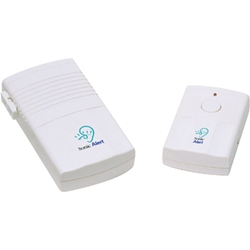 The Sonic Alert Wireless Doorbell Signaler/Transmitter flashes a lamp and chimes