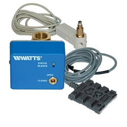 The Watts Floodsafe water detector shutoff valve protects against damage due to a water heater leak