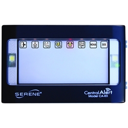 The expandable Central Alert Notification System by Serene Innovations has a screen with big, easy-to-see alerting icons