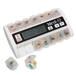 Med-Q White Digital Pill Box Organizer, 2 Beep Reminder, LED Alert
